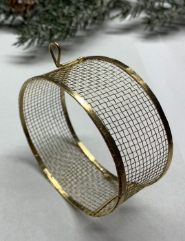 Dekoanhänger aus Metall-Gitter, Kreis gold